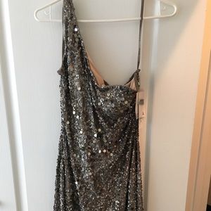 NEW silver sequin one shoulder short dress